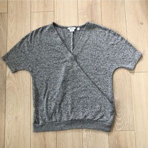 Reitmans Viscose Blend Wrap Top in Heather Grey